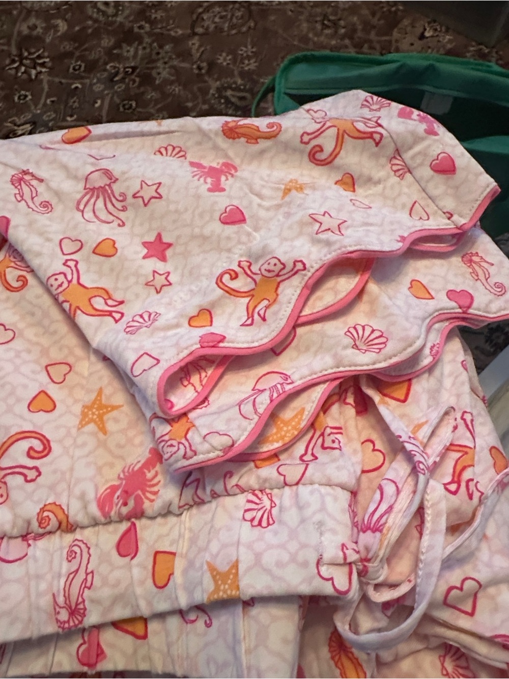 🐙 Roller Rabbit Sea Life Pink and Peach Cotton Pajama Set 🐒 - Picture 11 of 11